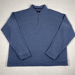 Swannies Sweater Mens 2XL Blue Quarter Zip Pullover Textured Golf 100% Polyester